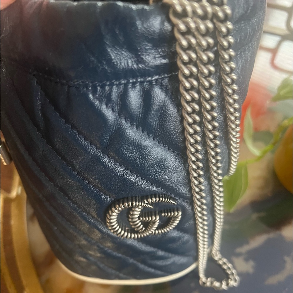Gucci Navy Quilted Leather Bucket Bag